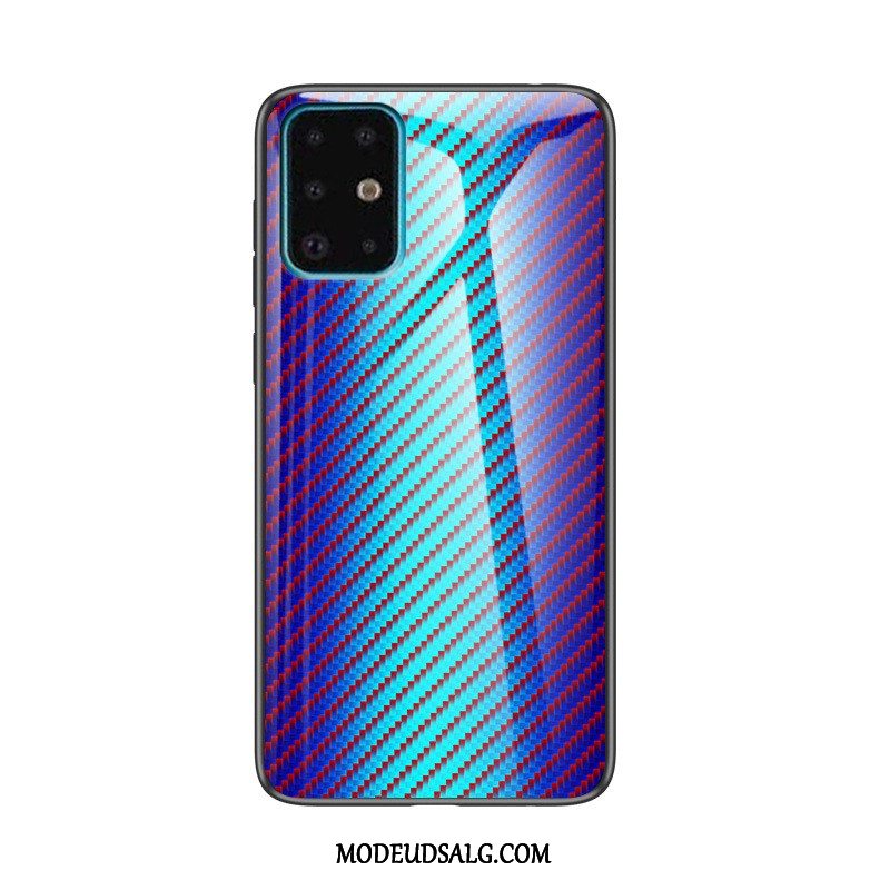 Samsung Galaxy A71 Etui / Cover Fiber Hærdet Glas Gul Hård Mønster