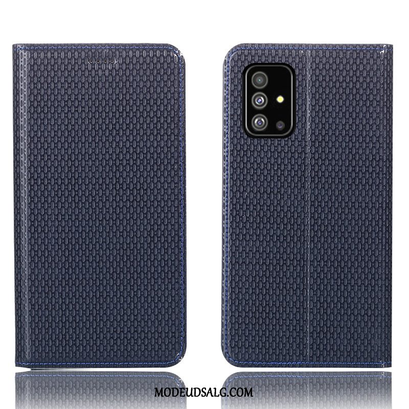 Samsung Galaxy A71 Etui / Cover Lædertaske Blå Folio Beskyttelse