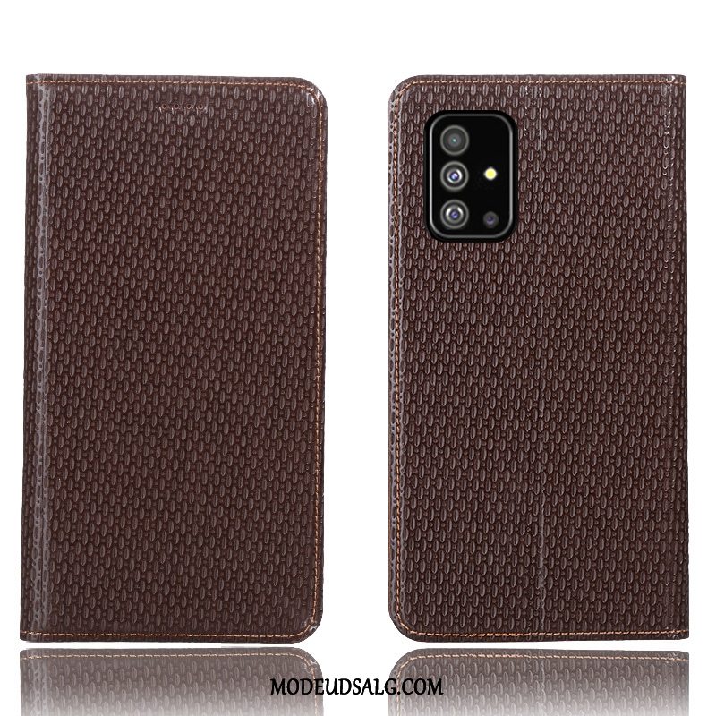 Samsung Galaxy A71 Etui / Cover Lædertaske Blå Folio Beskyttelse