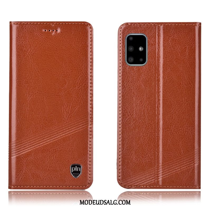 Samsung Galaxy A71 Etui Cover Ægte Læder Folio Anti-fald Brun