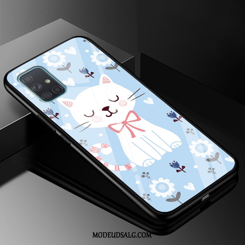 Samsung Galaxy A71 Etui Simple Cartoon Anti-fald Hård Blå