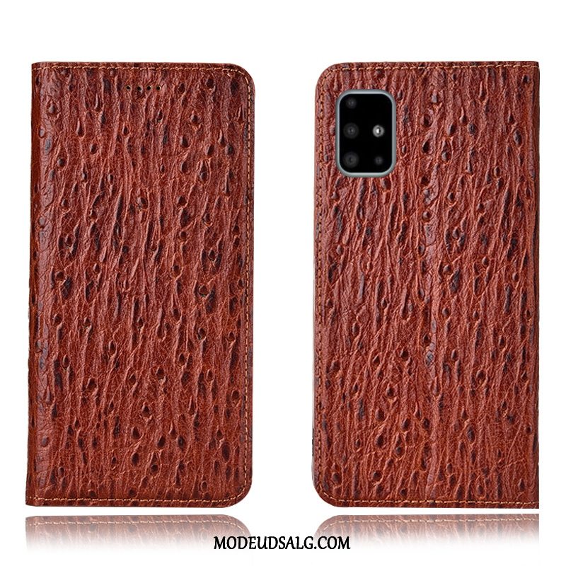 Samsung Galaxy A71 Etui Ægte Læder Cover Folio Alt Inklusive Mønster