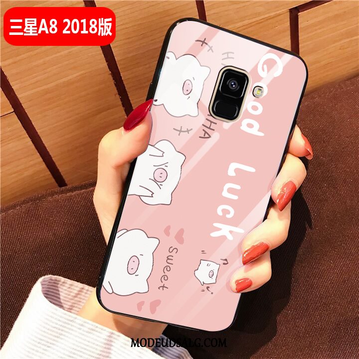 Samsung Galaxy A8 Etui Beskyttelse Silikone Glas Cover Lyserød