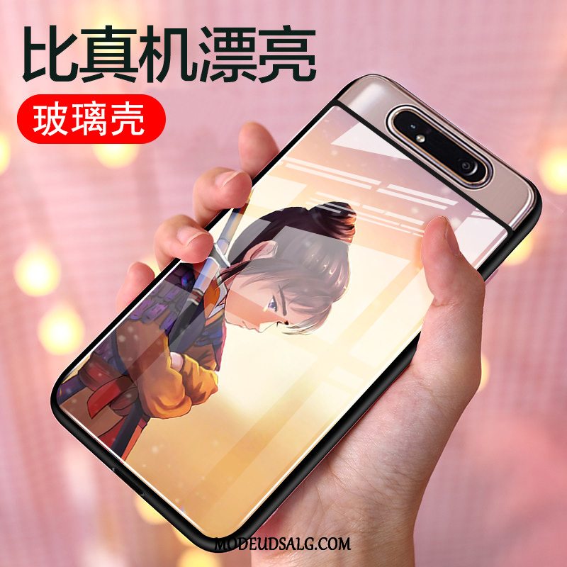 Samsung Galaxy A80 Etui Elskeren Glas Cover Anti-fald Nubuck