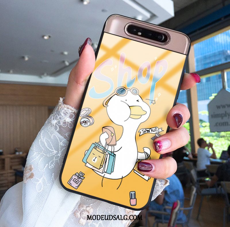 Samsung Galaxy A80 Etui Gul Beskyttelse Cover Glas Cartoon