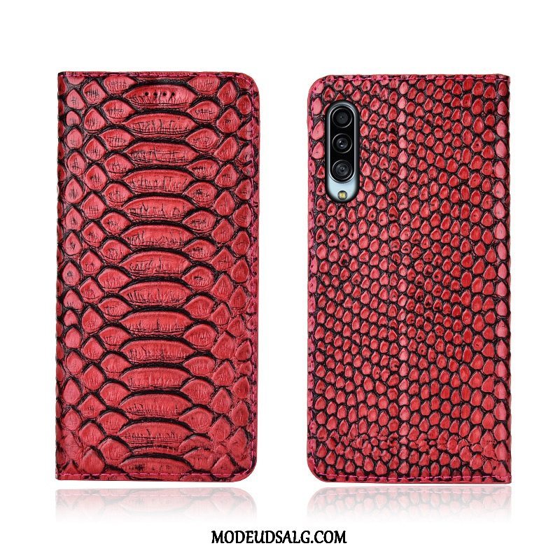 Samsung Galaxy A90 5g Etui Rød Cover Ægte Læder Clamshell Trendy