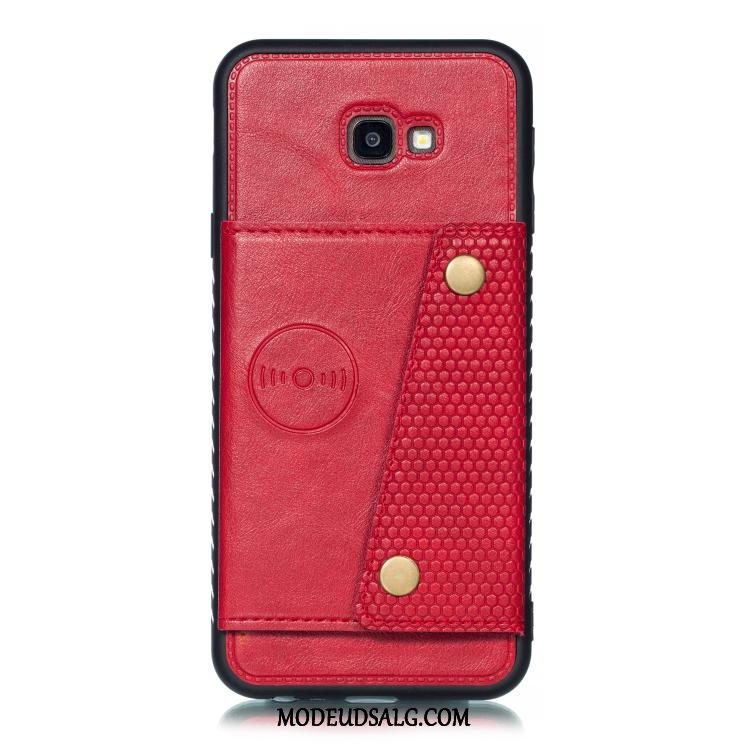 Samsung Galaxy J4+ Etui Anti-fald Kort Rød Beskyttelse Cover