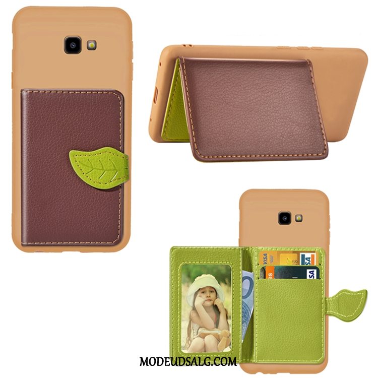 Samsung Galaxy J4+ Etui Beskyttelse Kort Sort Support Cover