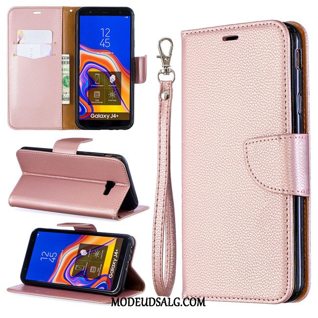 Samsung Galaxy J4+ Etui / Cover Rød Beskyttelse Lædertaske Anti-fald