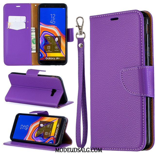 Samsung Galaxy J4+ Etui / Cover Rød Beskyttelse Lædertaske Anti-fald