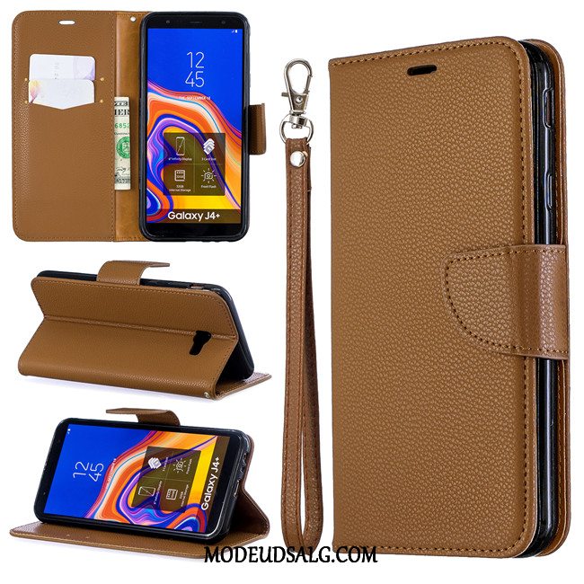 Samsung Galaxy J4+ Etui / Cover Rød Beskyttelse Lædertaske Anti-fald