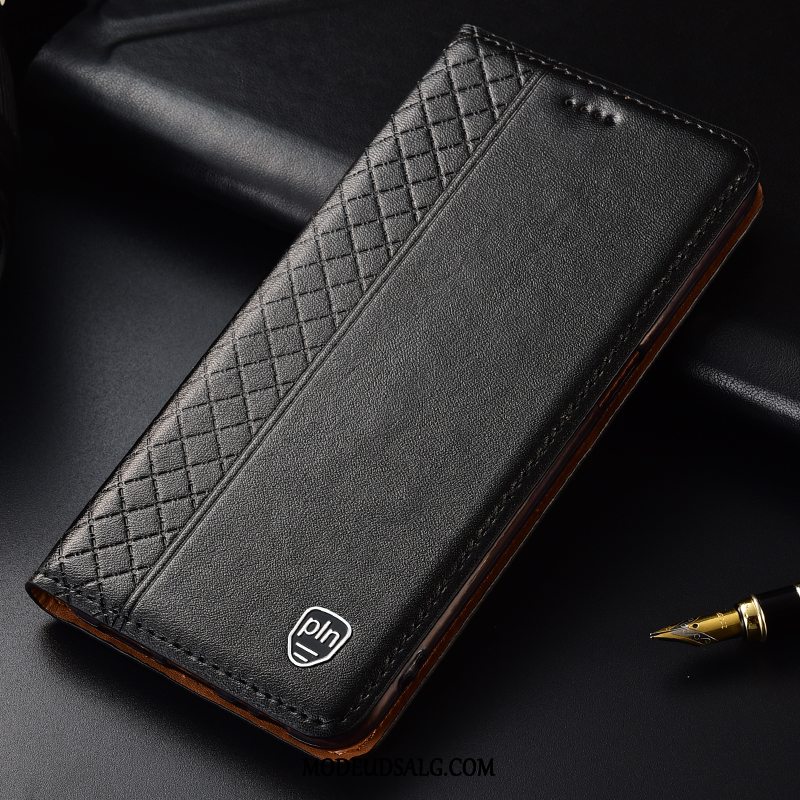 Samsung Galaxy J4+ Etui / Cover Rød Ægte Læder Folio Beskyttelse