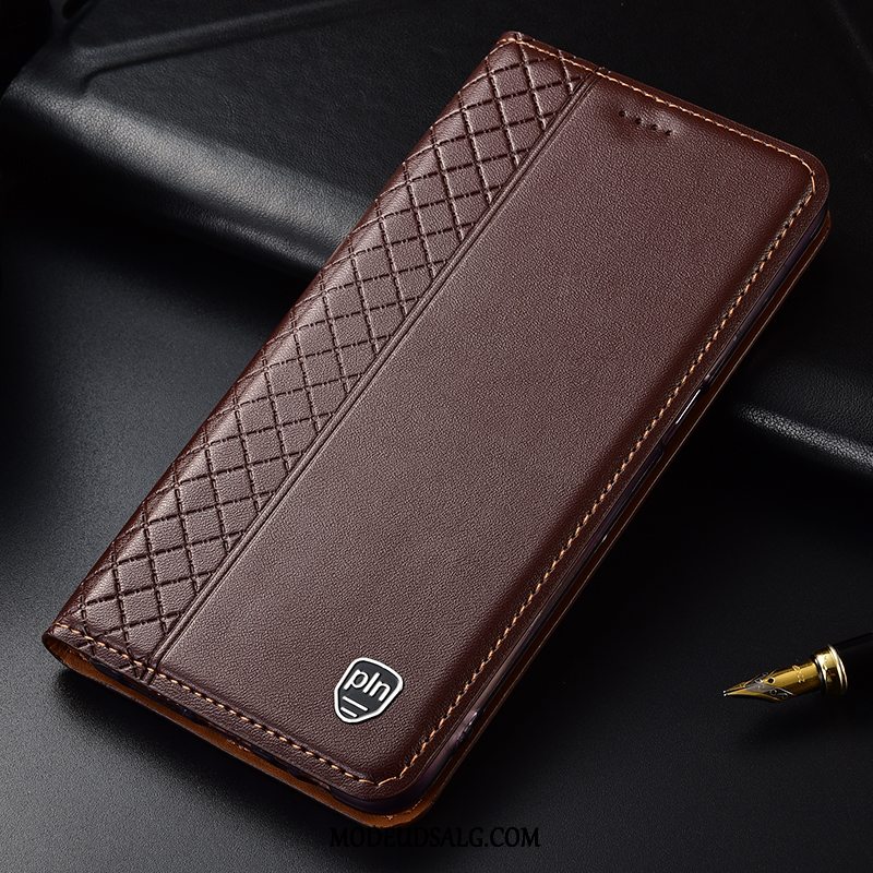 Samsung Galaxy J4+ Etui / Cover Rød Ægte Læder Folio Beskyttelse