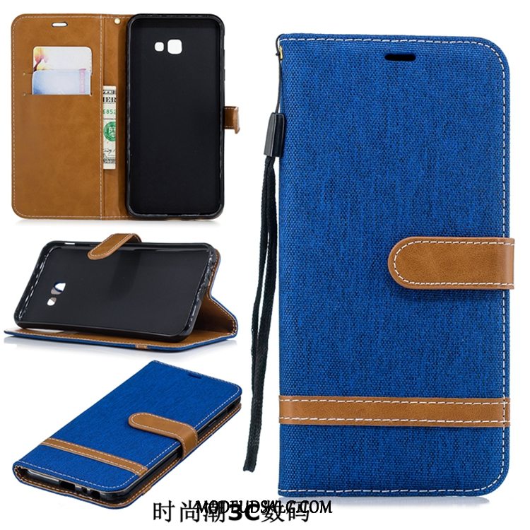 Samsung Galaxy J4+ Etui / Cover Trend Sort Denim Lædertaske