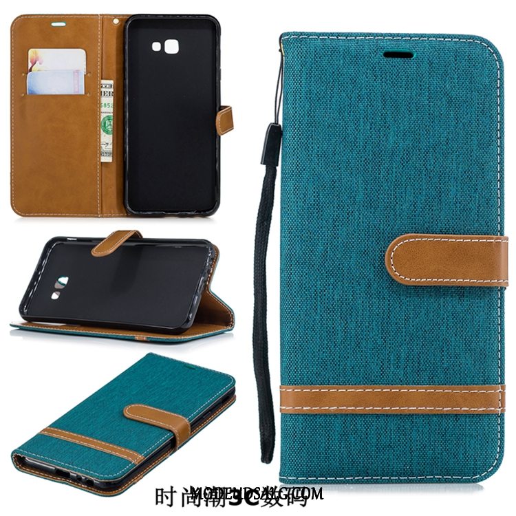 Samsung Galaxy J4+ Etui / Cover Trend Sort Denim Lædertaske