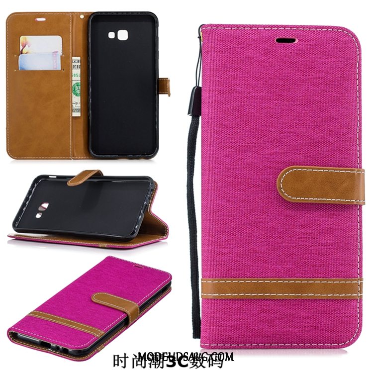 Samsung Galaxy J4+ Etui / Cover Trend Sort Denim Lædertaske