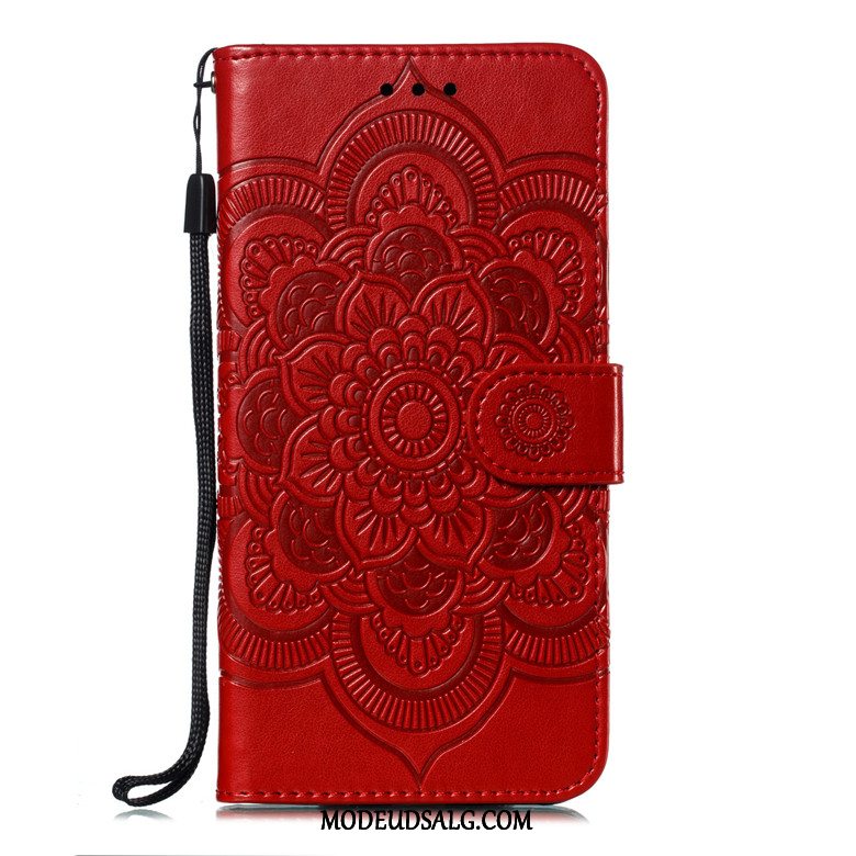 Samsung Galaxy J6 Etui / Cover Beskyttelse Blød Rød Lædertaske Folio