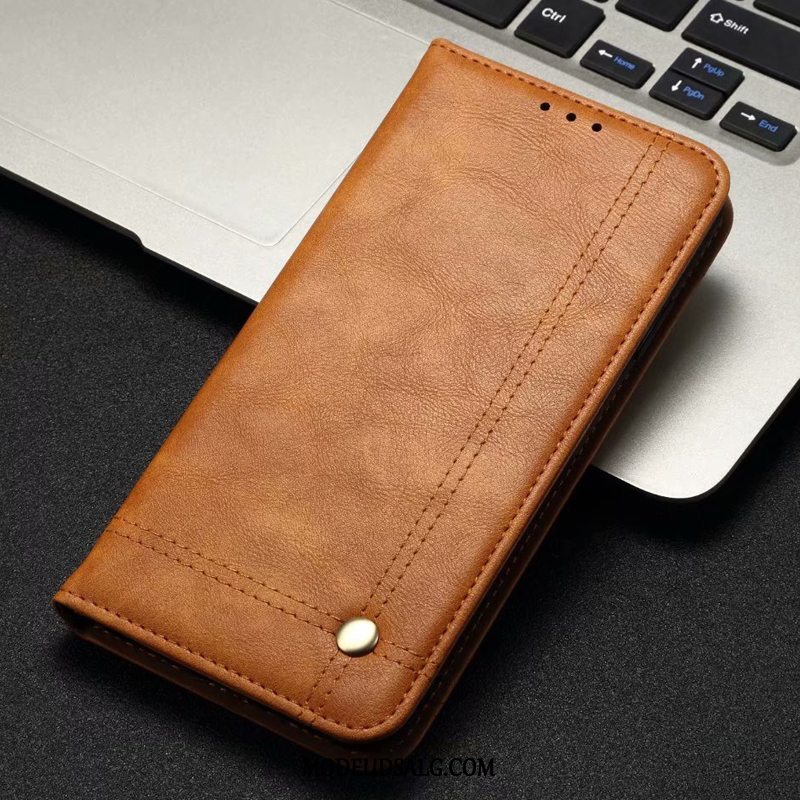 Samsung Galaxy J6+ Etui / Cover Ægte Læder Folio Lædertaske Kort