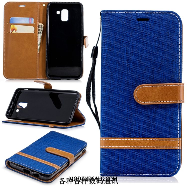 Samsung Galaxy J6+ Etui Denim Folio Lilla Lædertaske