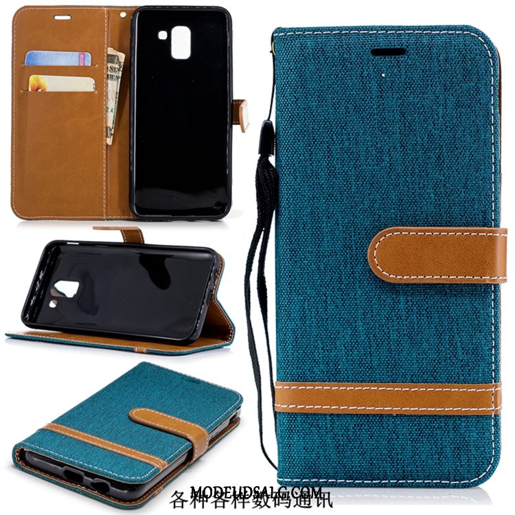 Samsung Galaxy J6+ Etui Denim Folio Lilla Lædertaske