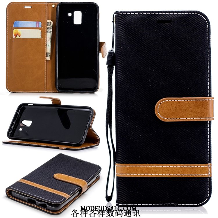 Samsung Galaxy J6+ Etui Denim Folio Lilla Lædertaske