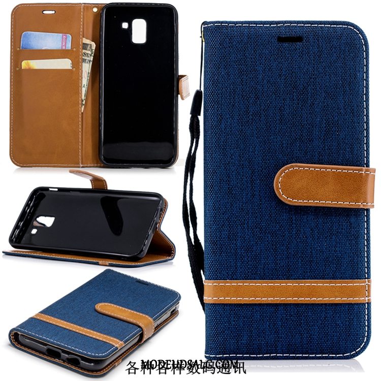 Samsung Galaxy J6+ Etui Denim Folio Lilla Lædertaske