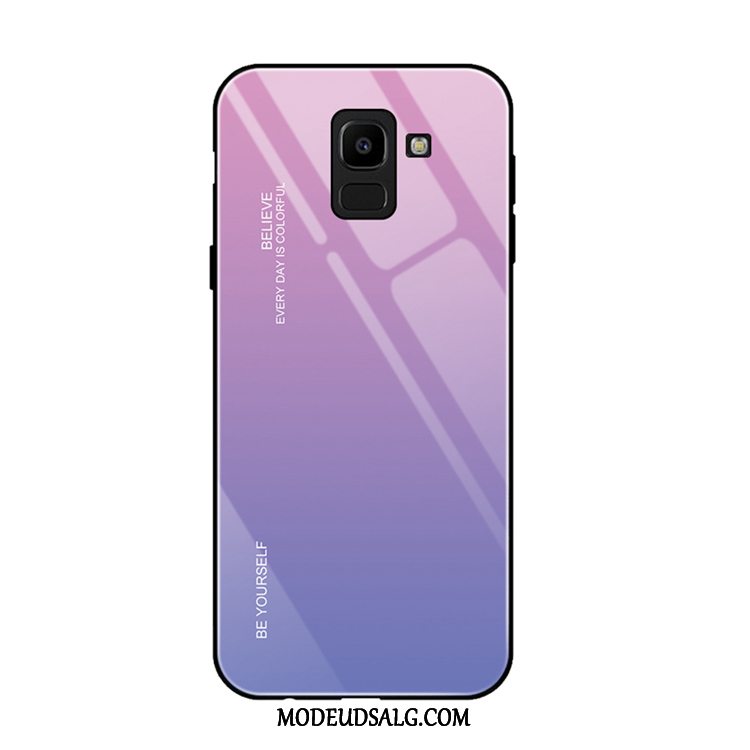 Samsung Galaxy J6+ Etui Glas Cover Lilla Beskyttelse Gradient