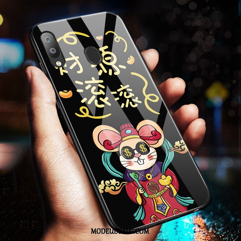 Samsung Galaxy M20 Etui Cartoon Smuk Hærdet Glas Net Red Rød