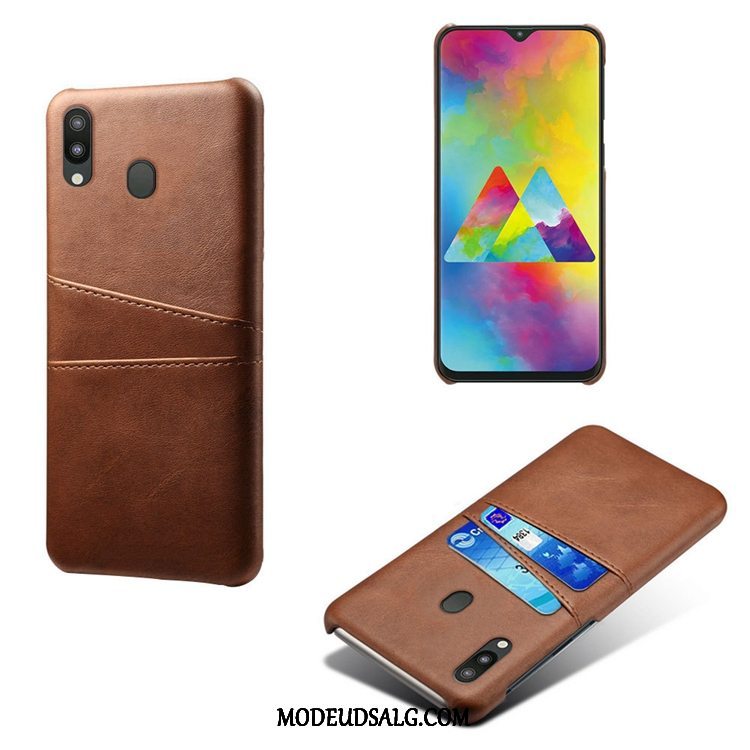 Samsung Galaxy M20 Etui Læder Blå Cover Cow Kort