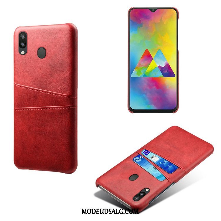 Samsung Galaxy M20 Etui Læder Blå Cover Cow Kort