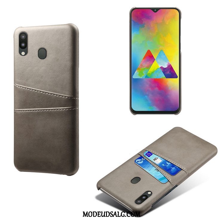 Samsung Galaxy M20 Etui Læder Blå Cover Cow Kort