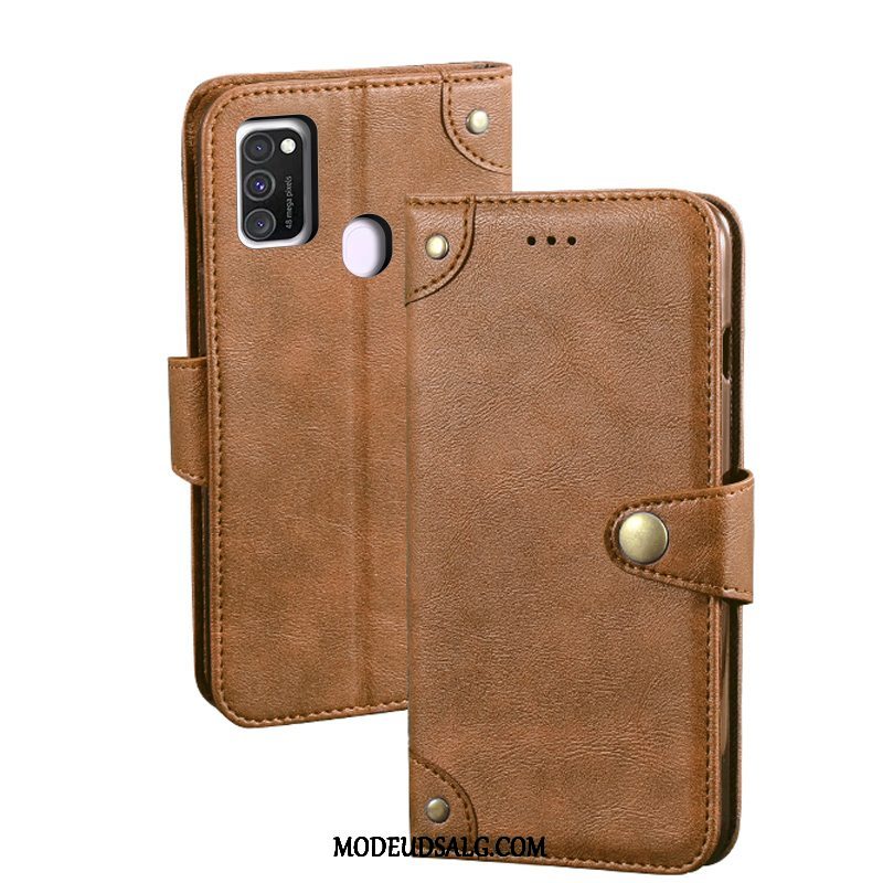 Samsung Galaxy M30s Etui Kort Folio Rød Vintage Trendy