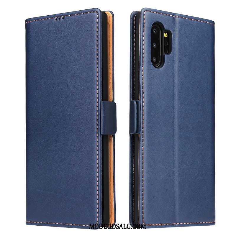 Samsung Galaxy Note 10+ Etui / Cover Support Sort Folio Lædertaske Kort