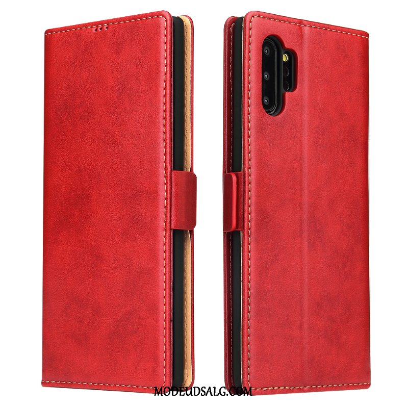 Samsung Galaxy Note 10+ Etui / Cover Support Sort Folio Lædertaske Kort