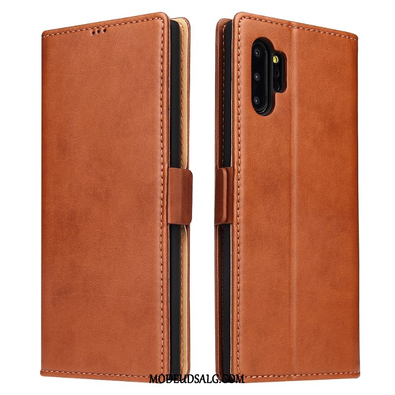 Samsung Galaxy Note 10+ Etui / Cover Support Sort Folio Lædertaske Kort