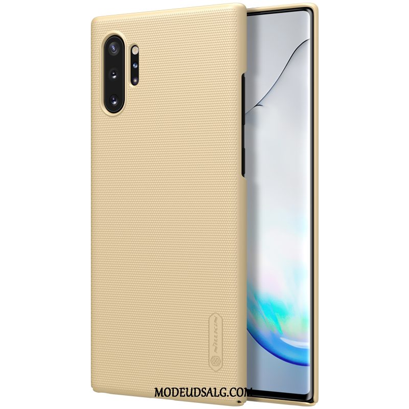 Samsung Galaxy Note 10+ Etui Nubuck Skridsikre Hård Guld Hvid