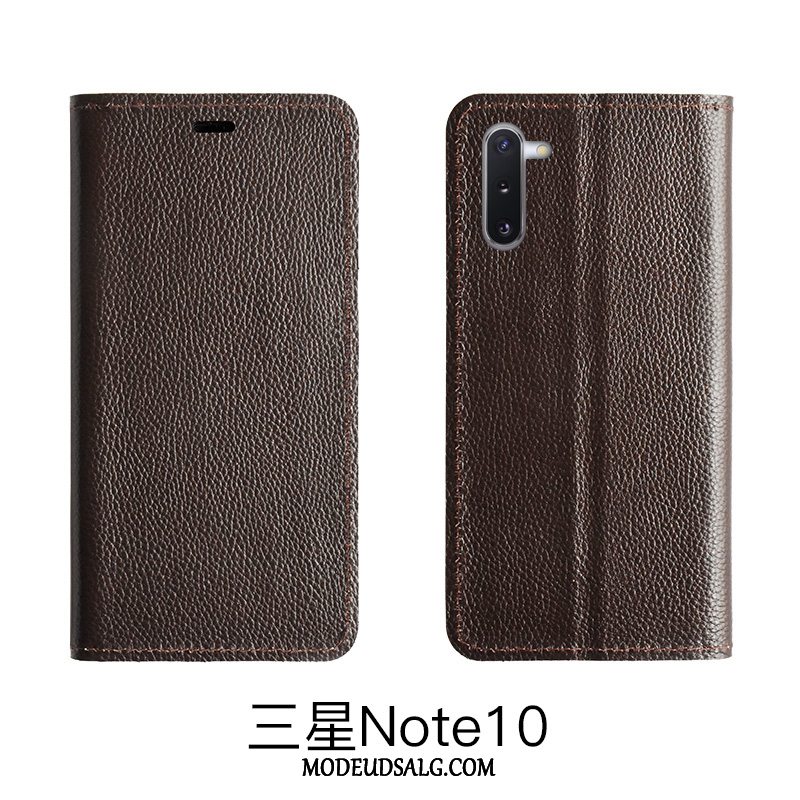 Samsung Galaxy Note 10 Lite Etui / Cover Lædertaske Mønster Ægte Læder Litchi