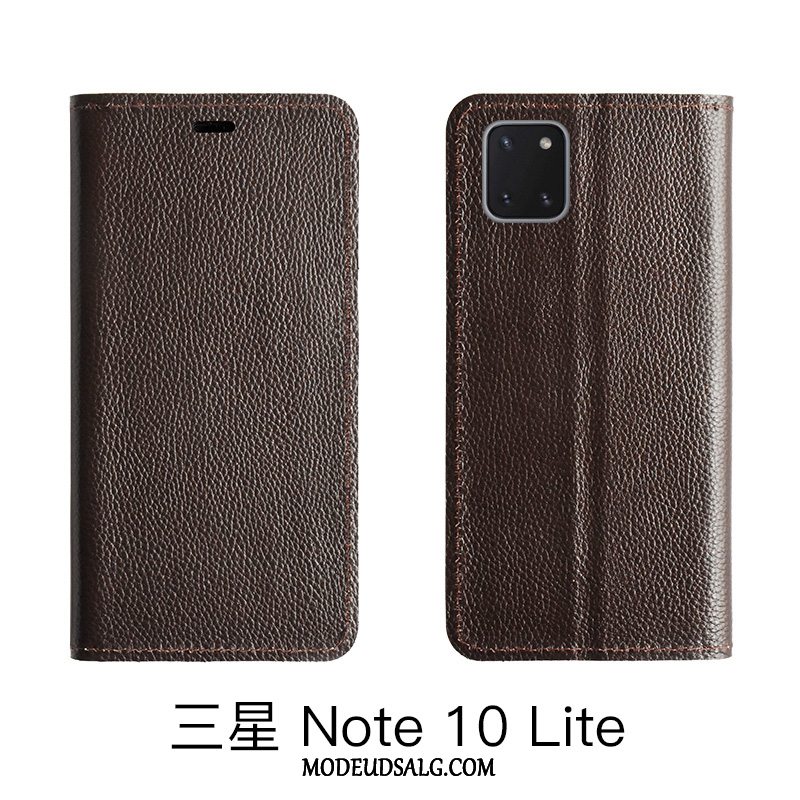 Samsung Galaxy Note 10 Lite Etui / Cover Lædertaske Mønster Ægte Læder Litchi