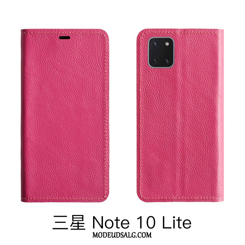 Samsung Galaxy Note 10 Lite Etui / Cover Lædertaske Mønster Ægte Læder Litchi