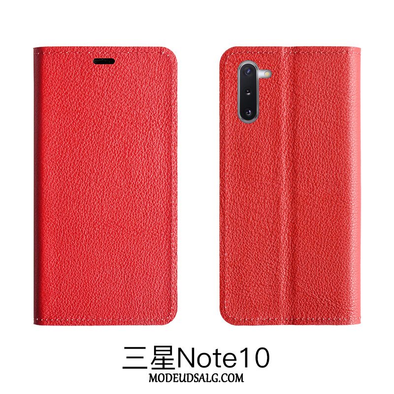 Samsung Galaxy Note 10 Lite Etui / Cover Lædertaske Mønster Ægte Læder Litchi