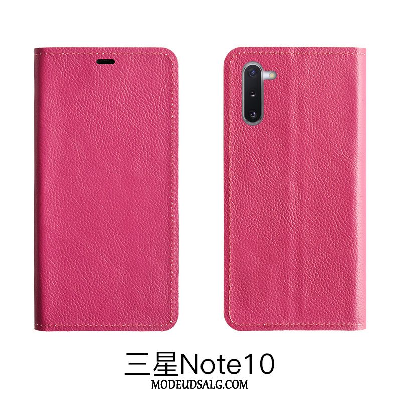 Samsung Galaxy Note 10 Lite Etui / Cover Lædertaske Mønster Ægte Læder Litchi