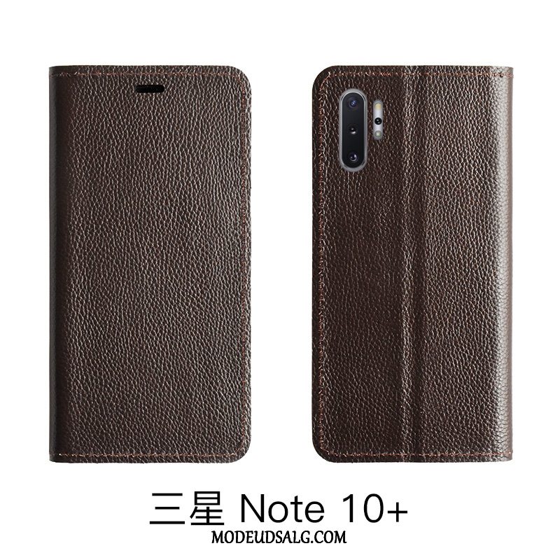 Samsung Galaxy Note 10 Lite Etui / Cover Lædertaske Mønster Ægte Læder Litchi