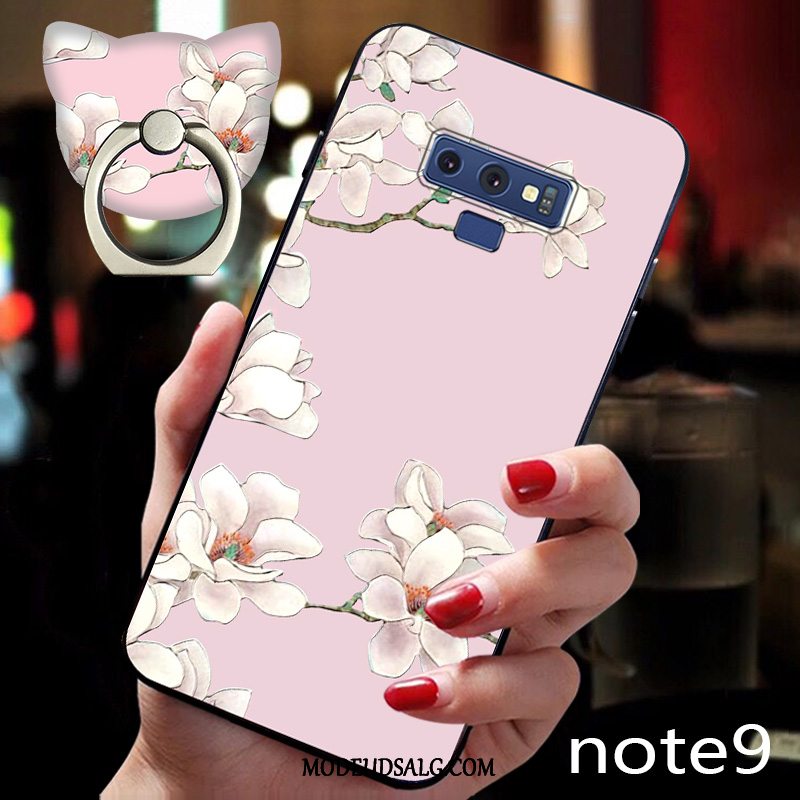 Samsung Galaxy Note 9 Etui Blomster Nubuck Silikone-etui Lyserød Vind