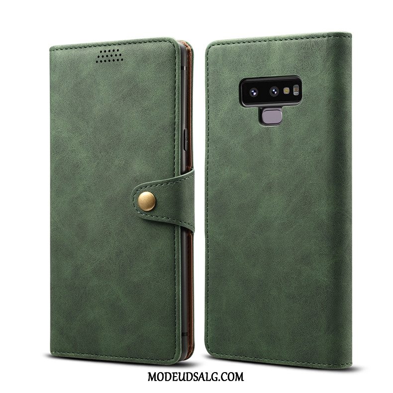 Samsung Galaxy Note 9 Etui Blød Lædertaske Grøn Anti-fald Clamshell