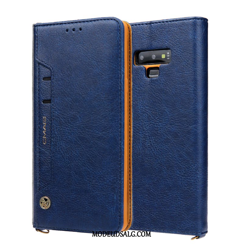 Samsung Galaxy Note 9 Etui Business Folio Blød Lædertaske Ægte Læder