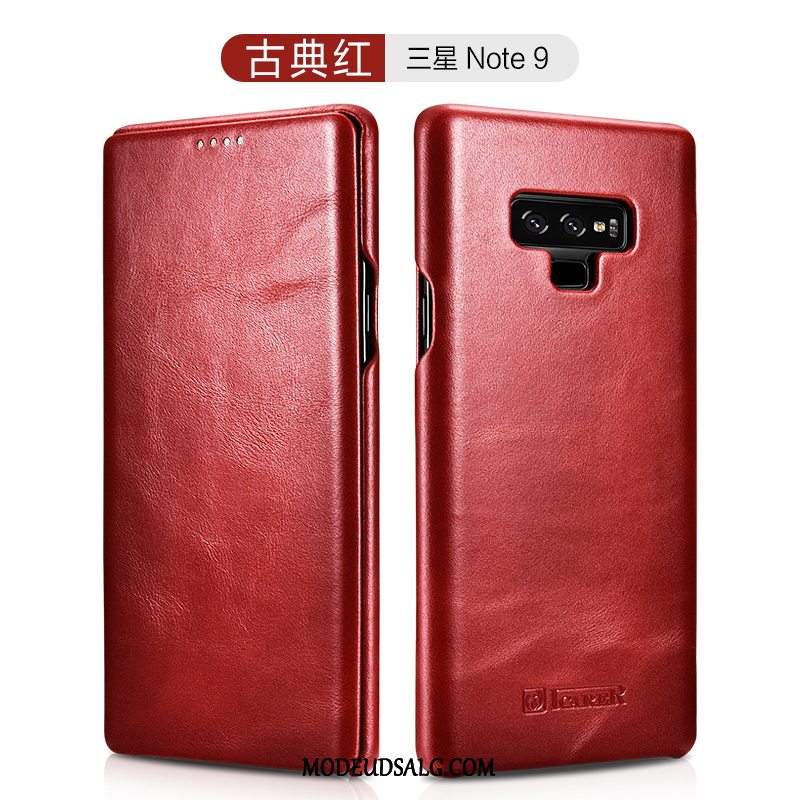 Samsung Galaxy Note 9 Etui / Cover Ægte Læder Rød Trend Folio Lædertaske