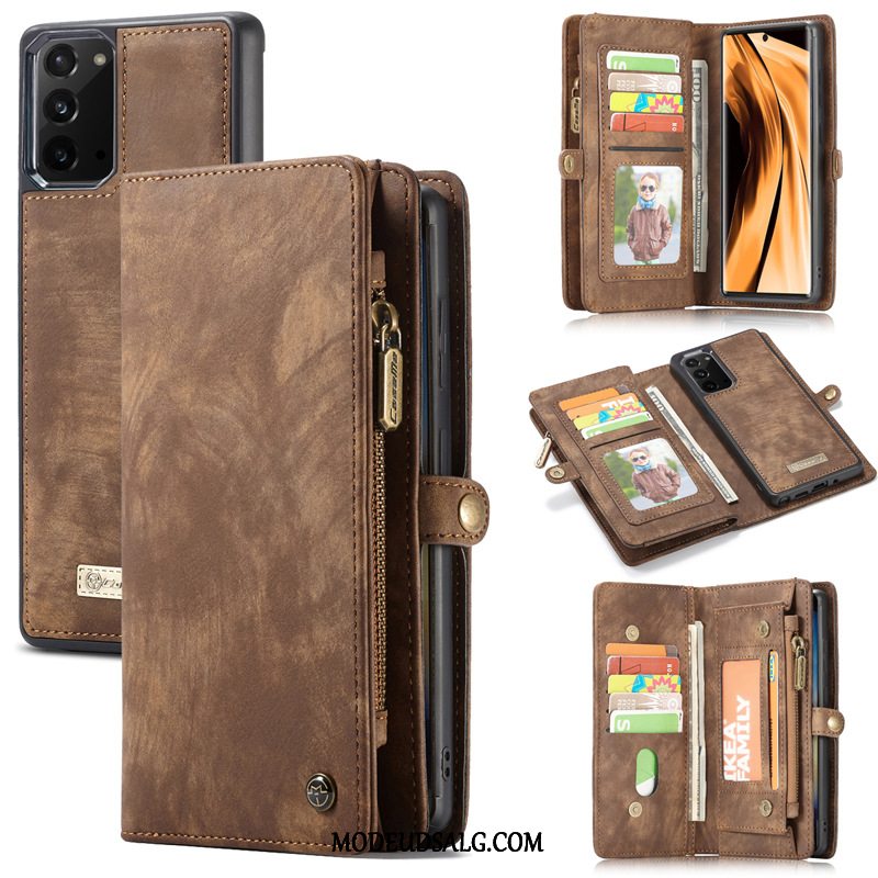 Samsung Galaxy Note20 Etui / Cover Folio Tasker Lædertaske Vinrød