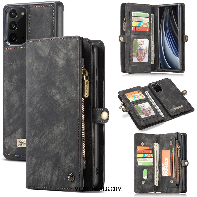 Samsung Galaxy Note20 Etui / Cover Folio Tasker Lædertaske Vinrød