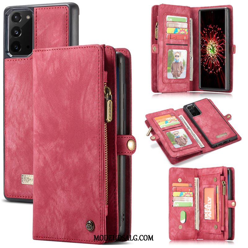 Samsung Galaxy Note20 Etui / Cover Folio Tasker Lædertaske Vinrød