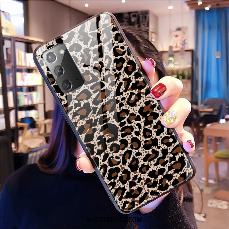 Samsung Galaxy Note20 Etui / Cover Lyserød Anti-fald Glas Beskyttelse Leopard